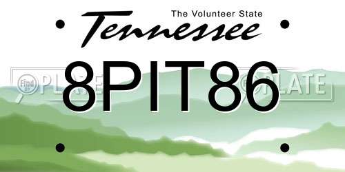 8PIT86 Tennessee License Plate