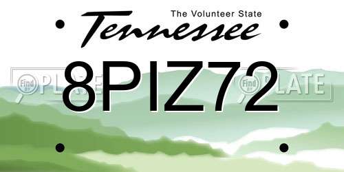 8PIZ72 Tennessee License Plate