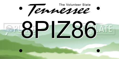 8PIZ86 Tennessee License Plate