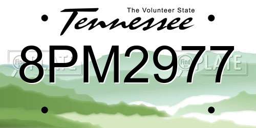 8PM2977 Tennessee License Plate