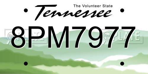 8PM7977 Tennessee License Plate