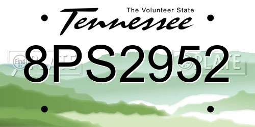 8PS2952 Tennessee License Plate