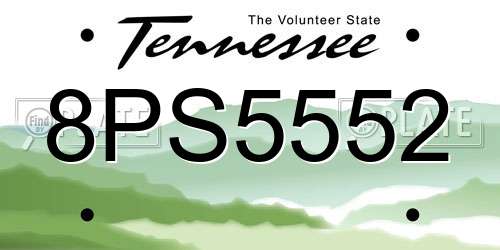 8PS5552 Tennessee License Plate