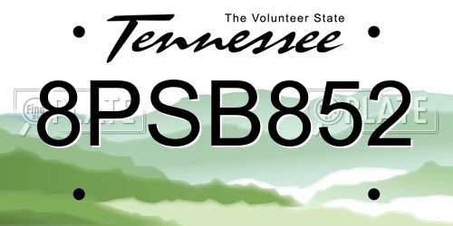 8PSB852 Tennessee License Plate