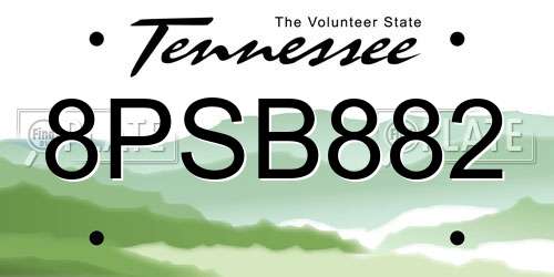 8PSB882 Tennessee License Plate