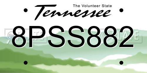 8PSS882 Tennessee License Plate