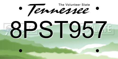 8PST957 Tennessee License Plate