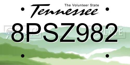 8PSZ982 Tennessee License Plate
