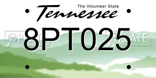 8PT025 Tennessee License Plate