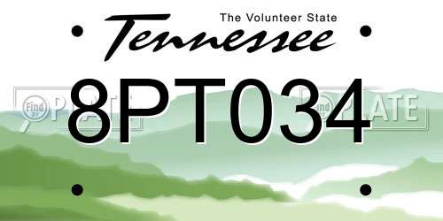 8PT034 Tennessee License Plate