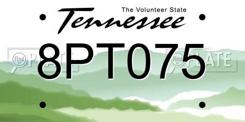 8PT075 Tennessee License Plate