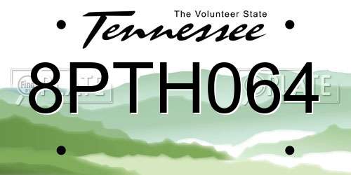8PTH064 Tennessee License Plate