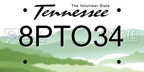 8PTO34 Tennessee License Plate