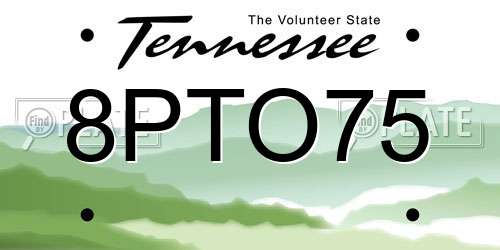 8PTO75 Tennessee License Plate