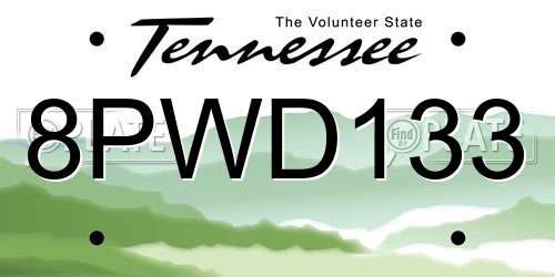 8PWD133 Tennessee License Plate