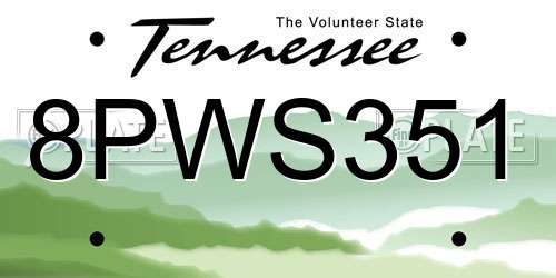 8PWS351 Tennessee License Plate