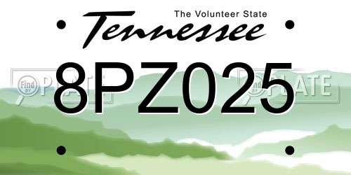 8PZ025 Tennessee License Plate