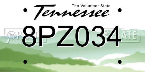 8PZ034 Tennessee License Plate