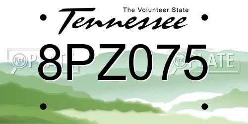 8PZ075 Tennessee License Plate