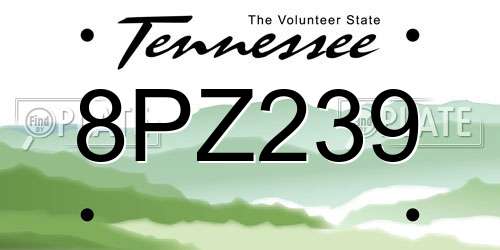 8PZ239 Tennessee License Plate