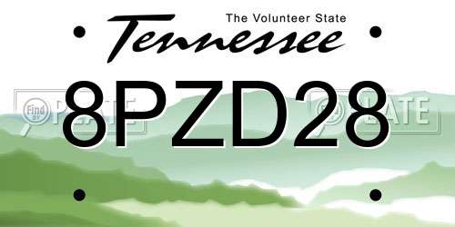 8PZD28 Tennessee License Plate