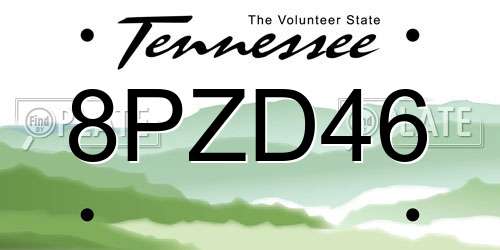 8PZD46 Tennessee License Plate