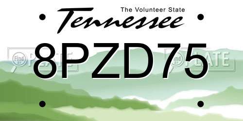 8PZD75 Tennessee License Plate