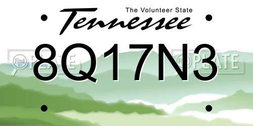 8Q17N3 Tennessee License Plate