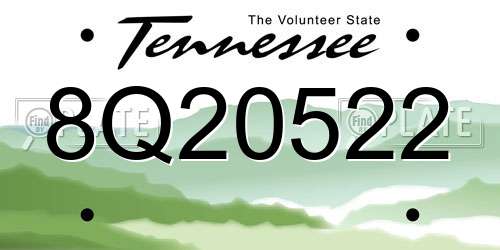 8Q20522 Tennessee License Plate