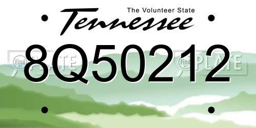8Q50212 Tennessee License Plate