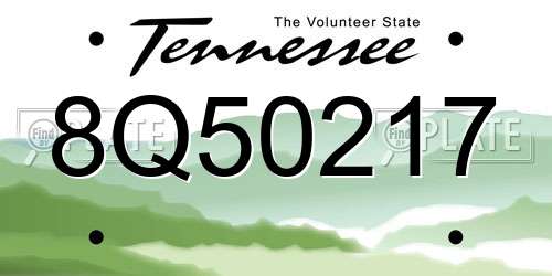 8Q50217 Tennessee License Plate