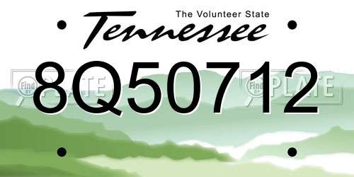 8Q50712 Tennessee License Plate