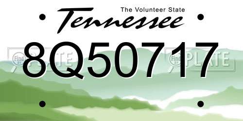 8Q50717 Tennessee License Plate