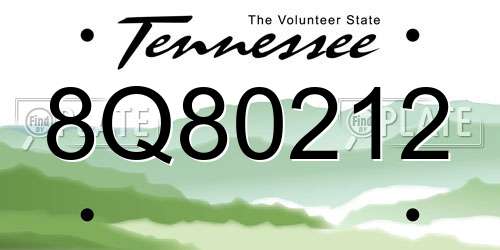 8Q80212 Tennessee License Plate