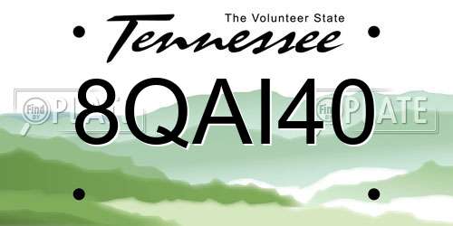 8QAI40 Tennessee License Plate