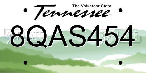 8QAS454 Tennessee License Plate