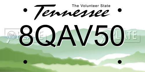 8QAV50 Tennessee License Plate