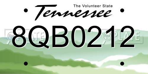 8QB0212 Tennessee License Plate