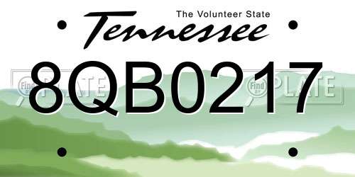 8QB0217 Tennessee License Plate