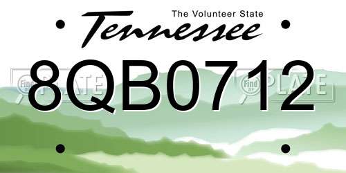 8QB0712 Tennessee License Plate