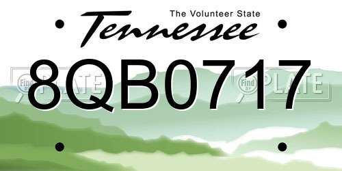 8QB0717 Tennessee License Plate
