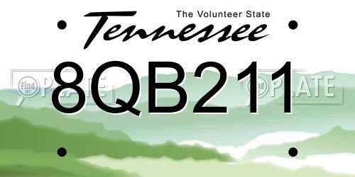 8QB211 Tennessee License Plate