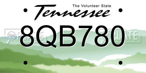 8QB780 Tennessee License Plate
