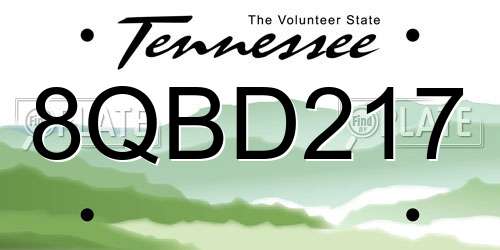 8QBD217 Tennessee License Plate