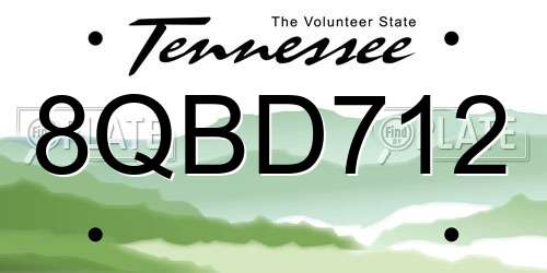 8QBD712 Tennessee License Plate