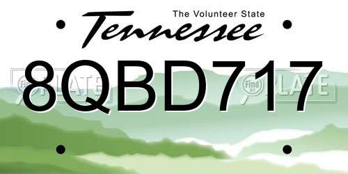 8QBD717 Tennessee License Plate