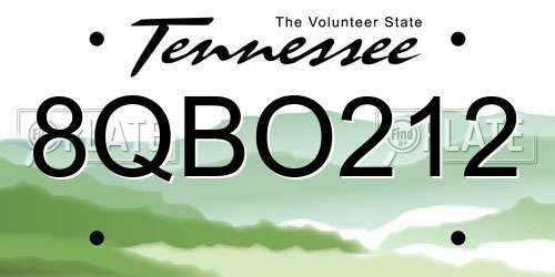 8QBO212 Tennessee License Plate