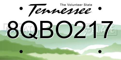 8QBO217 Tennessee License Plate