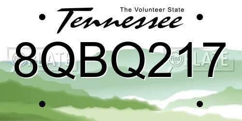 8QBQ217 Tennessee License Plate