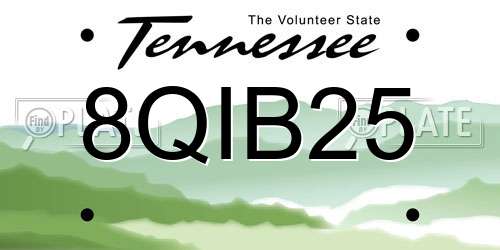 8QIB25 Tennessee License Plate